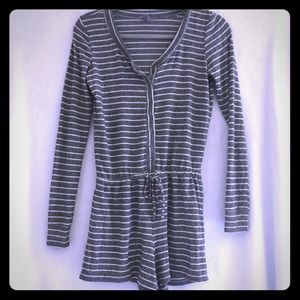 Aerie Grey White Striped Romper